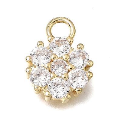 Brass Micro Pave Clear Cubic Zirconia Charms KK-K427-13B-G-1