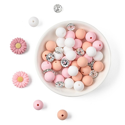 DIY Daisy Round Beads Findings Kits DIY-FS0010-24B-1
