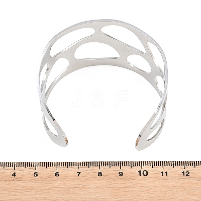 Hollow 304 Stainless Steel Cuff Bangles for Women BJEW-T028-01P-1