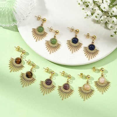 Natural Gemstone Stud Dangle Earrings EJEW-JE07269-01-1