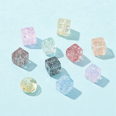 155Pcs 10 Style Transparent Crackle Glass Beads GLAA-FS0001-47-1