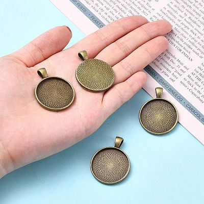 Tibetan Style Alloy Pendant Cabochon Settings TIBEP-Q045-048AB-NR-1