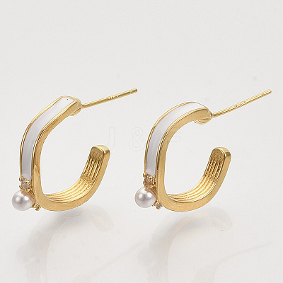 Brass Micro Pave Cubic Zirconia Stud Earrings EJEW-T007-11G-04-NF-1