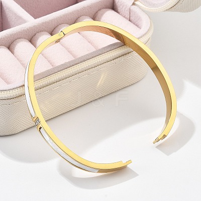 304 Stainless Steel Rhinestone Bangles for Women BJEW-Z092-07G-1