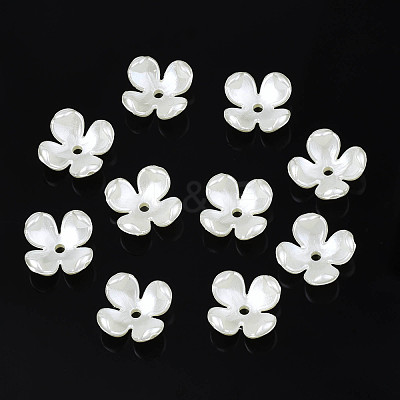 4-Petal ABS Plastic Imitation Pearl Bead Caps X-OACR-S020-31-1