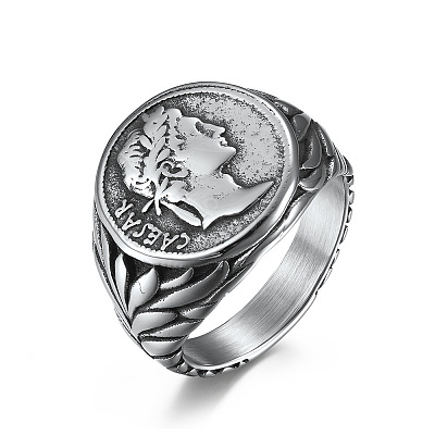 Caesar Pattern 304 Stainless Steel Finger Rings FS-WG94254-02-1