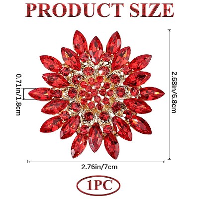 Flower Rhinestone Brooches JEWB-WH0022-91-1