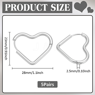 6 Pairs 3 Styles 304 Stainless Steel Hoop Earrings EJEW-UN0003-29C-1