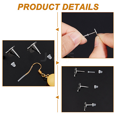 8Pcs 4 Style 304 Stainless Steel Ball Stud Earring Post FIND-NB0004-61-1