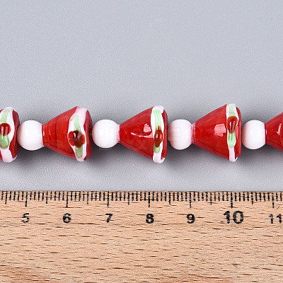 Christmas Theme Handmade Lampwork Beads Strands LAMP-N028-18B-1