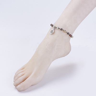 Natural Gemstone Anklets AJEW-AN00217-1