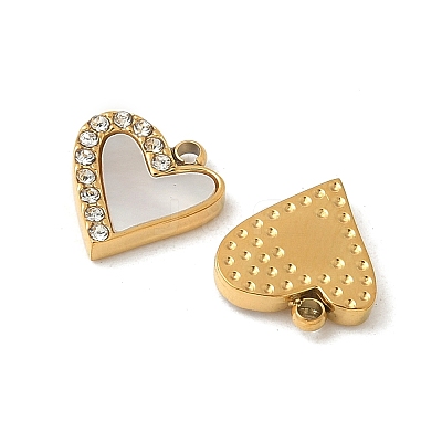 304 Stainless Steel Rhinestone Shell Pendants Ion Plating(IP) STAS-V015-19G-1