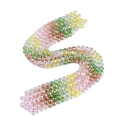 Electroplate Transparent Glass Beads Strands EGLA-Q135-8MM-C06-1