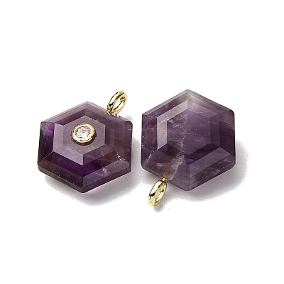 Natural Amethyst Pendants G-P588-02G-07-1