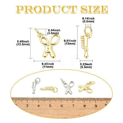 8Pcs 4 Styles Brass Pendants KK-CJ0004-13-1