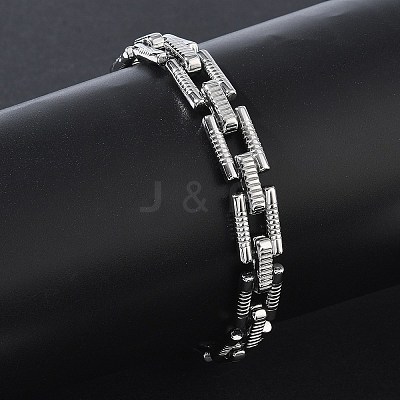 304 Stainless Steel Textured Rectangle Link Chain Bracelets SA-CBA2696-20P-1
