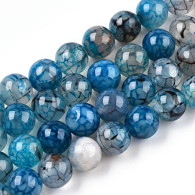 Dyed Natural Dragon Veins Agate Beads Strands G-Q462-128C-6mm-1
