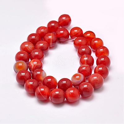 Natural Striped Agate/Banded Agate Bead Strands G-G962-10mm-14-1