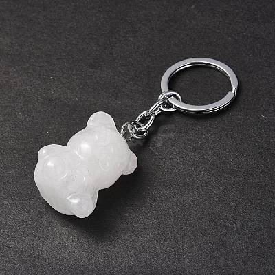 Natural Quartz Crystal Pendant Keychains KEYC-P011-02P-12-1