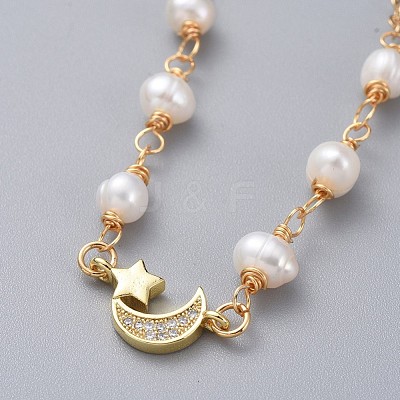 Natural Pearl Link Bracelets BJEW-JB04884-1