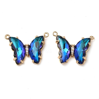 Brass Pave Faceted Glass Connector Charms FIND-Z020-03G-1
