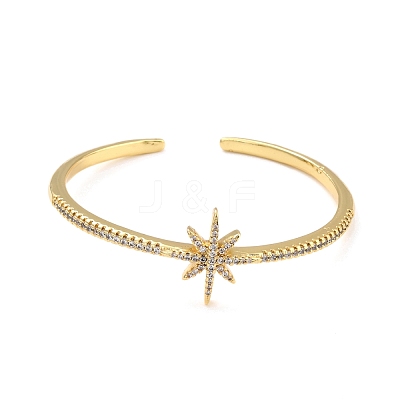 Star Cubic Zirconia Cuff Bangle BJEW-I298-11G-1
