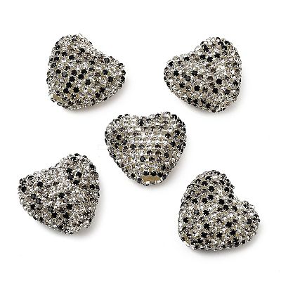 Sparkling Acrylic Heart Beads with Rhinestone Embellishment OACR-NH0001-02B-06-1