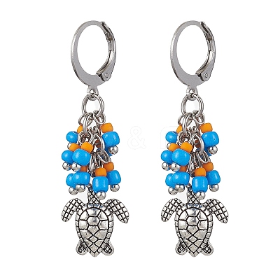 Tibetan Style Alloy Dangle Leverback Earrings EJEW-MZ00119-05-1