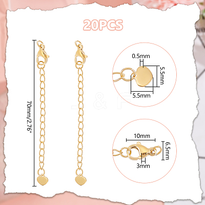 20Pcs 304 Stainless Steel Chain Extender STAS-UN0060-87G-1