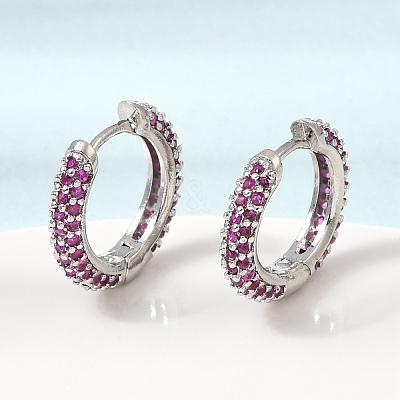 Brass Micro Pave Cubic Zirconia Hoop Earrings KK-CBA8324-24P-02-1