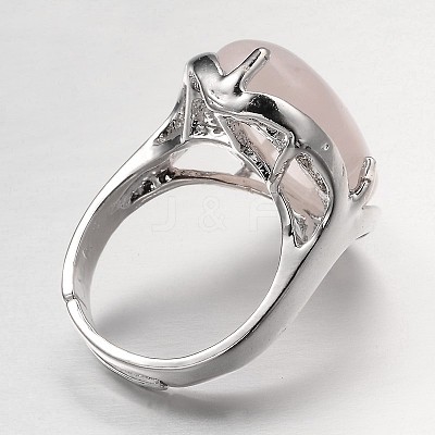 Adjustable Oval Gemstone Wide Band Rings RJEW-L062-01C-1