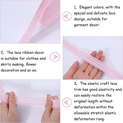 20 Yards Ruffled Nylon Elastic Lace Trim EW-WH0018-02B-1