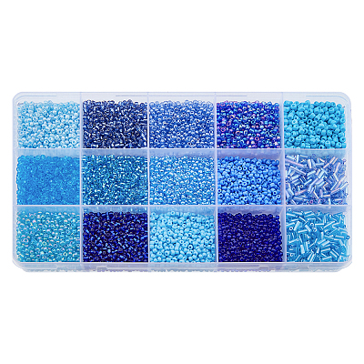 225g 17 Style Glass Seed Glass Bugle & Round Beads SEED-DC0001-02B-1