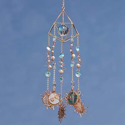 Glass Teardrop Hanging Ornaments PW-WG70020-01-1