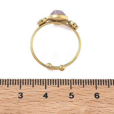 Natural Amethyst Adjustable Finger Rings for Women RJEW-A101-01G-04-1