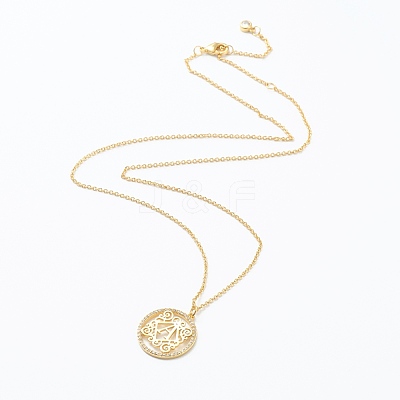 Brass Micro Pave Clear Cubic Zirconia Pendant Necklaces NJEW-J059-01A-1