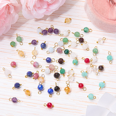 24Pcs 12 Styles Natural Gemstone Birthstone Pendants PALLOY-SW00109-1