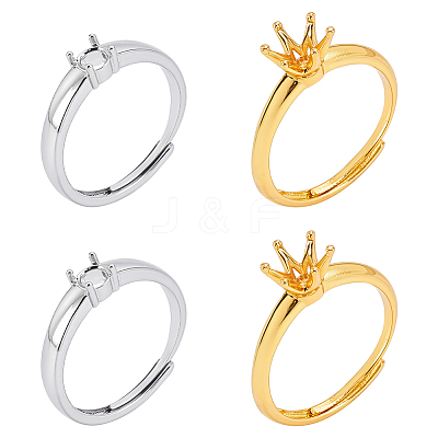 8Pcs 2 Colors Adjustable Brass Ring Components KK-WR0001-85-1