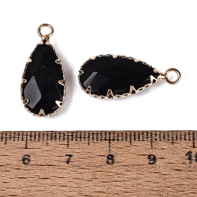 Natural Obsidian Faceted Pendants G-Q606-104G-01-1