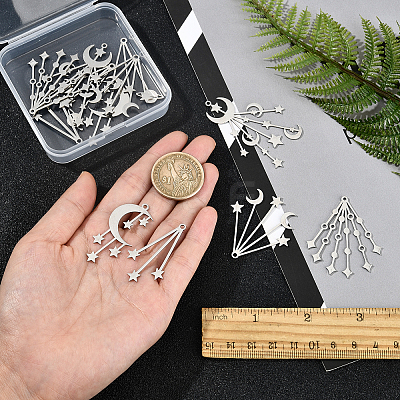 12Pcs 6 Style 201 Stainless Steel Pendants STAS-SC0003-02-1