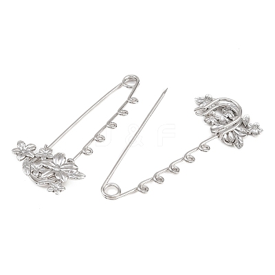 Flower 304 Stainless Steel Safety Pins Brooch Findings SA-CBA098D-14A-P05-1