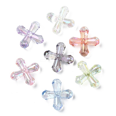 50Pcs UV Plating Transparent Acrylic Beads MACR-CJ0002-21-1