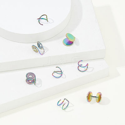 8Pcs 4 Styles Stainless Steel Cuff Earrings EJEW-HS0001-10MC-1