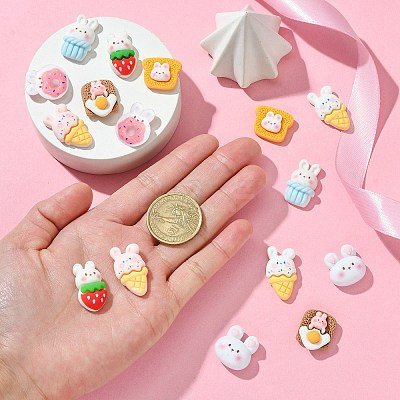 40Pcs 8 Styles Rabbit Theme Opaque Resin Cabochons RESI-CJ0003-78-1