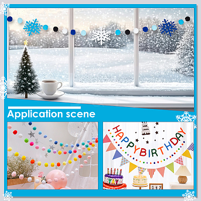 Non-woven Fabric with Felt Pompom Ball Hanging Streamer DIY-PH0036-21-1