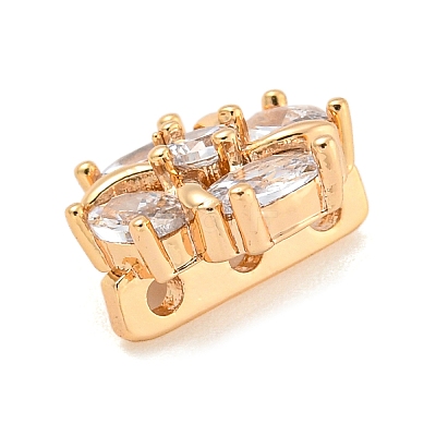 Brass Pave Clear Cubic Zirconia Slide Charms KK-Z072-13G-01-1