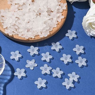 Frosted Acrylic Flower Beads PAB1936Y-10-1
