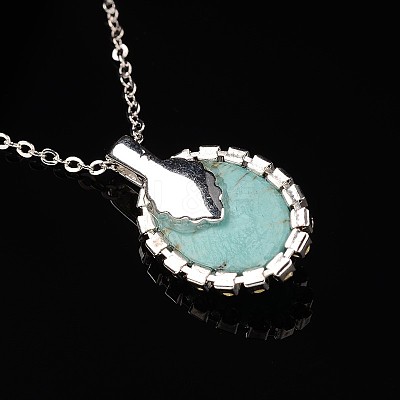 Trendy Synthetic Turquoise Pendant Necklaces and Ear Studs Jewelry Sets SJEW-JS00848-1