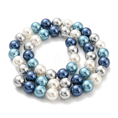 Electroplated Shell Pearl Beads Strands X-SHEL-F008-03B-07-1
