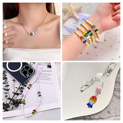10Pcs 5 Colors Handmade Lampwork Beads LAMP-YW0001-62-1